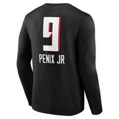 Michael Penix Jr. Atlanta Falcons Name & Number Team Wordmark Long Sleeve T-Shirt - Black - NFL