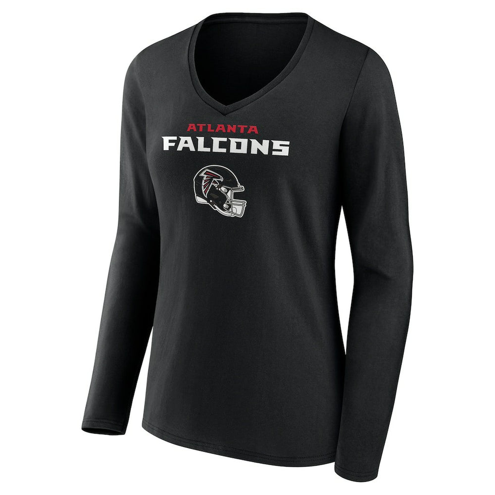 Michael Penix Jr. Atlanta Falcons Women's Name & Number Team Wordmark Long Sleeve V-Neck T-Shirt - Black - NFL