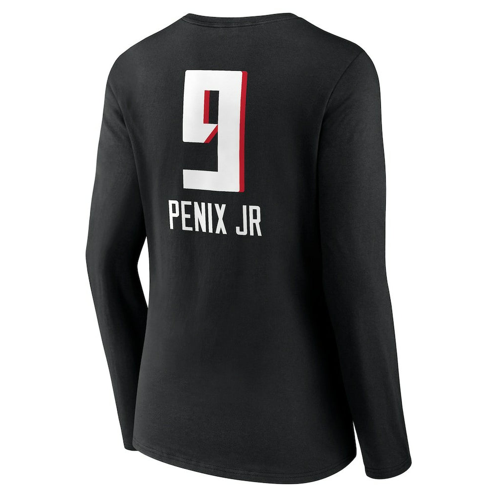 Michael Penix Jr. Atlanta Falcons Women's Name & Number Team Wordmark Long Sleeve V-Neck T-Shirt - Black - NFL