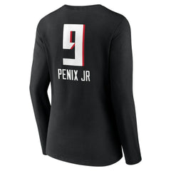 Michael Penix Jr. Atlanta Falcons Women's Name & Number Team Wordmark Long Sleeve V-Neck T-Shirt - Black - NFL