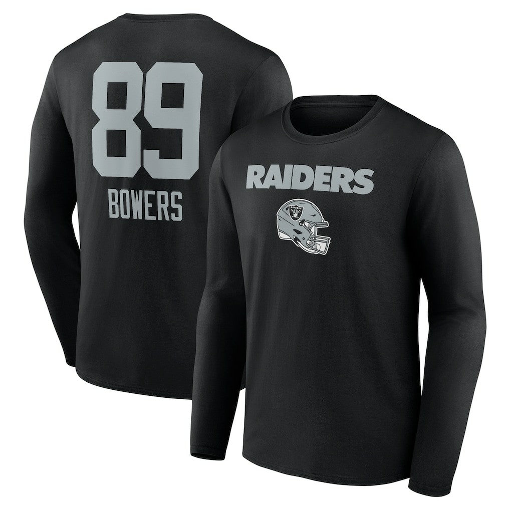 Brock Bowers Las Vegas Raiders Name & Number Team Wordmark Long Sleeve T-Shirt - Black - NFL