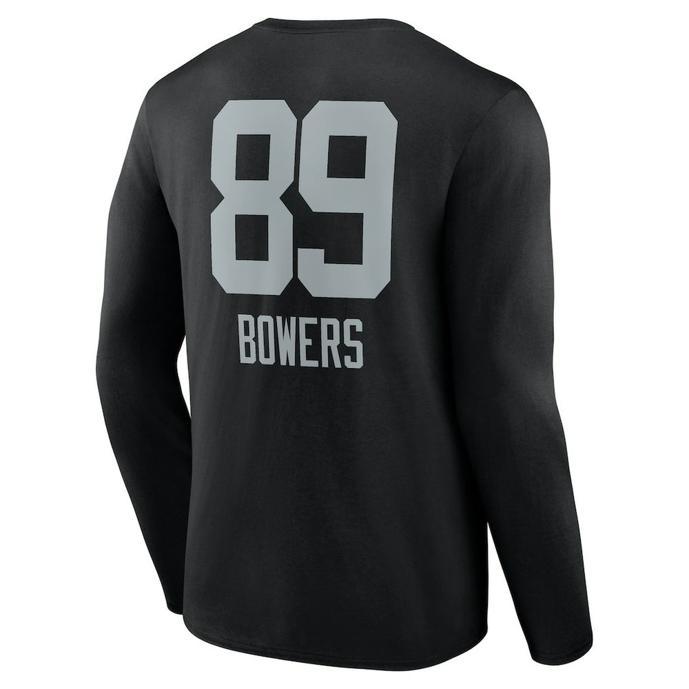 Brock Bowers Las Vegas Raiders Name & Number Team Wordmark Long Sleeve T-Shirt - Black - NFL