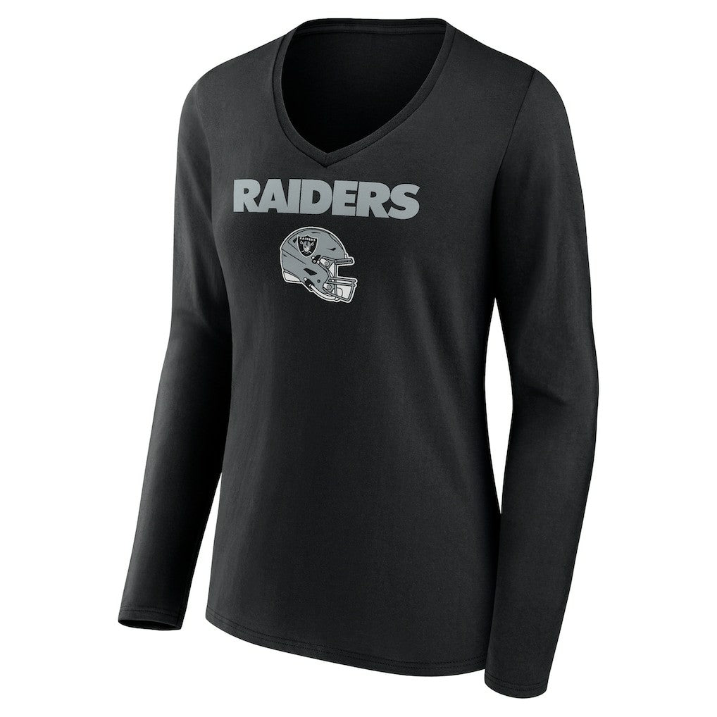 Brock Bowers Las Vegas Raiders Women's Name & Number Team Wordmark Long Sleeve V-Neck T-Shirt - Black - NFL