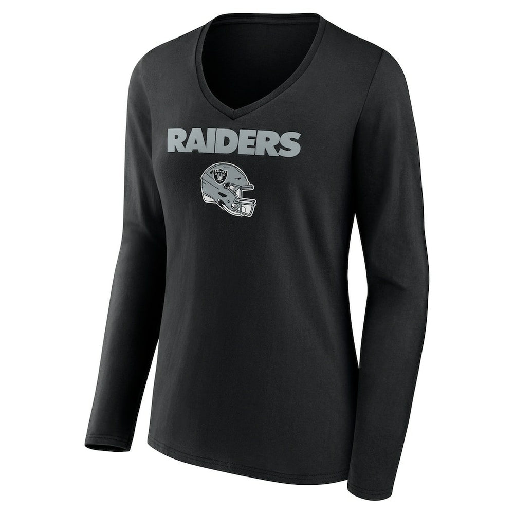 Brock Bowers Las Vegas Raiders Women's Name & Number Team Wordmark Long Sleeve V-Neck T-Shirt - Black - NFL