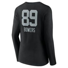 Brock Bowers Las Vegas Raiders Women's Name & Number Team Wordmark Long Sleeve V-Neck T-Shirt - Black - NFL