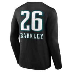 Saquon Barkley Philadelphia Eagles Name & Number Team Wordmark Long Sleeve T-Shirt - Black - NFL