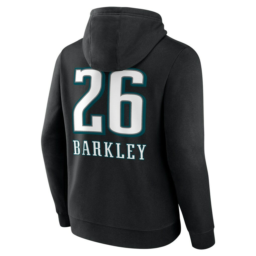 Saquon Barkley Philadelphia Eagles Name & Number Team Wordmark Pullover Hoodie - Black - NFL