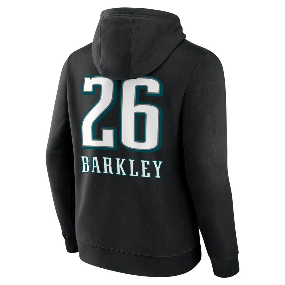 Saquon Barkley Philadelphia Eagles Name & Number Team Wordmark Pullover Hoodie - Black - NFL