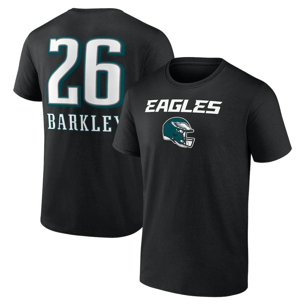 Saquon Barkley Philadelphia Eagles Name & Number Team Wordmark T-Shirt - Black - NFL
