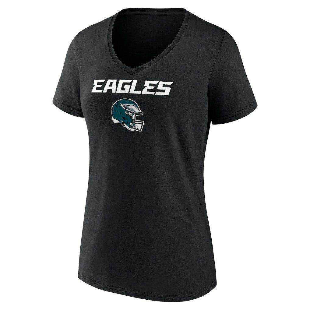 Saquon Barkley Philadelphia Eagles Women's Name & Number Team Wordmark V-Neck T-Shirt - Black - NFL