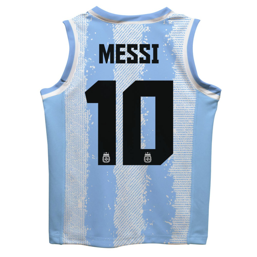 Lionel Messi Argentina National Team Vive La Fete Youth Painted Stripes Basketball Jersey Light Blue