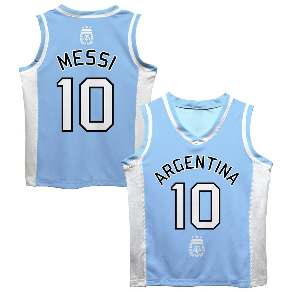 Lionel Messi Argentina National Team Vive La Fete Mesh Basketball Jersey Light Blue