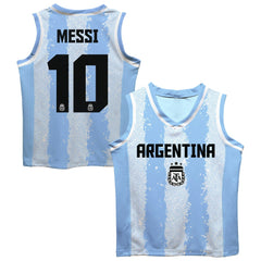 Lionel Messi Argentina National Team Vive La Fete Mesh Basketball Jersey Light Blue
