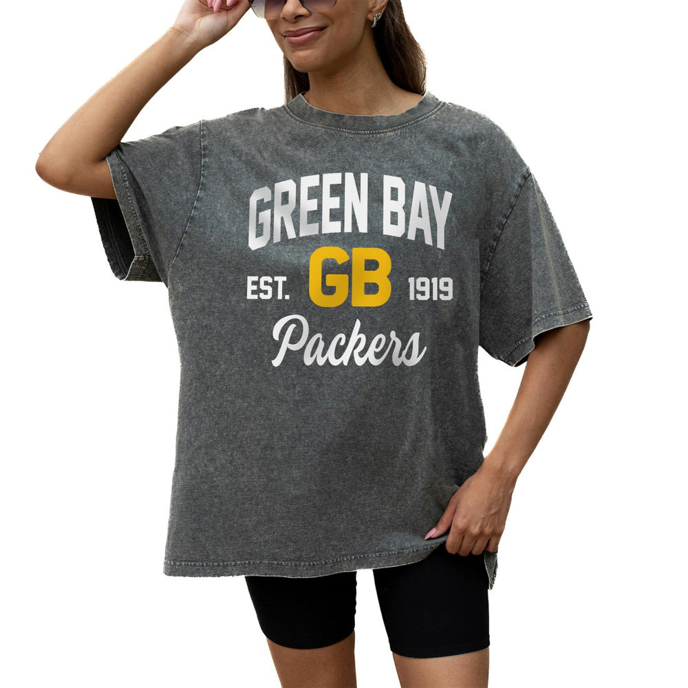 Green Bay Packers Gameday Couture Women's Throwback Oversized Snow Wash T-Shirt - Grey - NFL