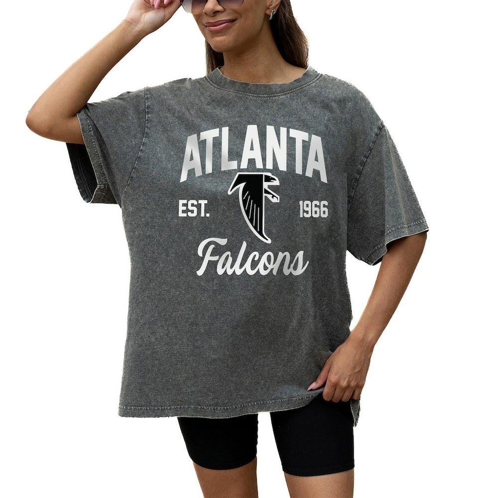 Atlanta Falcons Gameday Couture Women's Throwback Oversized Snow Wash T-Shirt - Grey - NFL