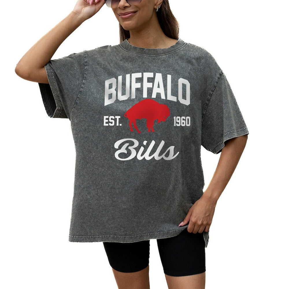 Buffalo Bills Gameday Couture Women's Throwback Oversized Snow Wash T-Shirt - Grey - NFL