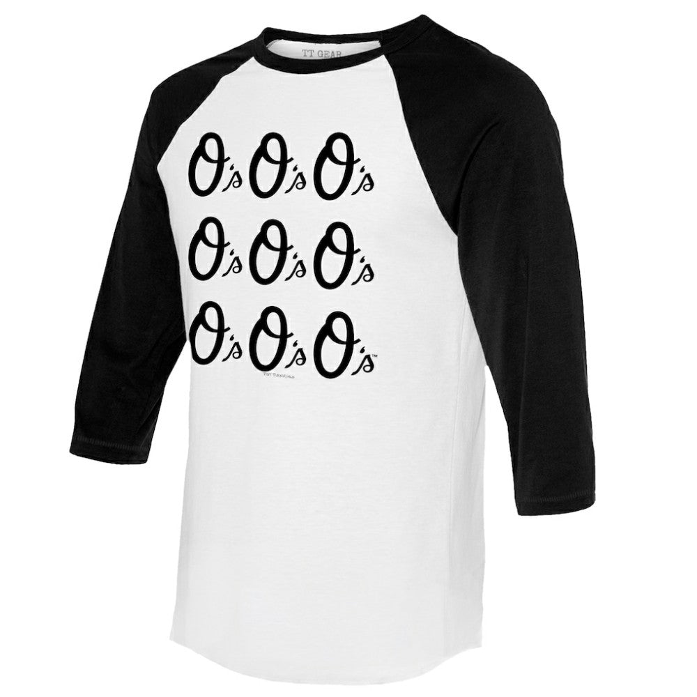 Baltimore Orioles Tiny Turnip Women's Logo Grid 3/4 Sleeve Raglan T-Shirt Sale