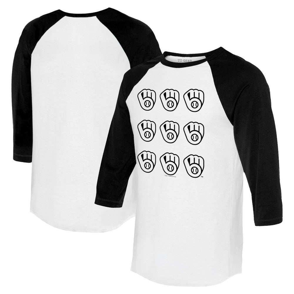 Milwaukee Brewers Tiny Turnip Women's Logo Grid 3/4 Sleeve Raglan T-Shirt for sale