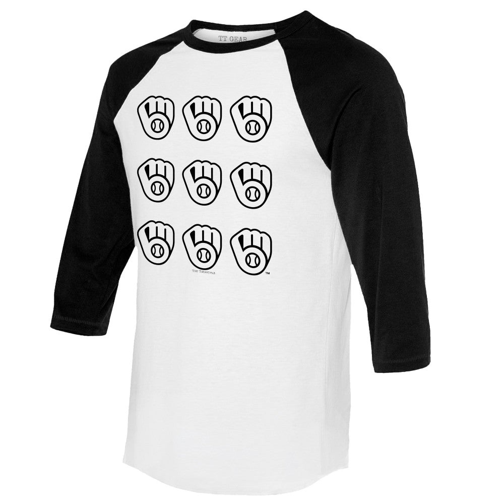 Milwaukee Brewers Tiny Turnip Women's Logo Grid 3/4 Sleeve Raglan T-Shirt for sale