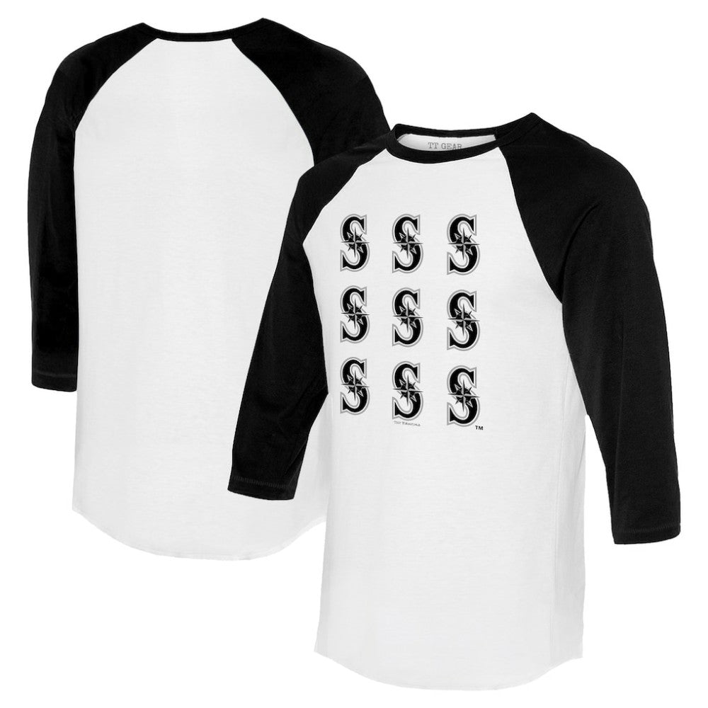 Seattle Mariners Tiny Turnip Women's Logo Grid 3/4 Sleeve Raglan T-Shirt Outlet