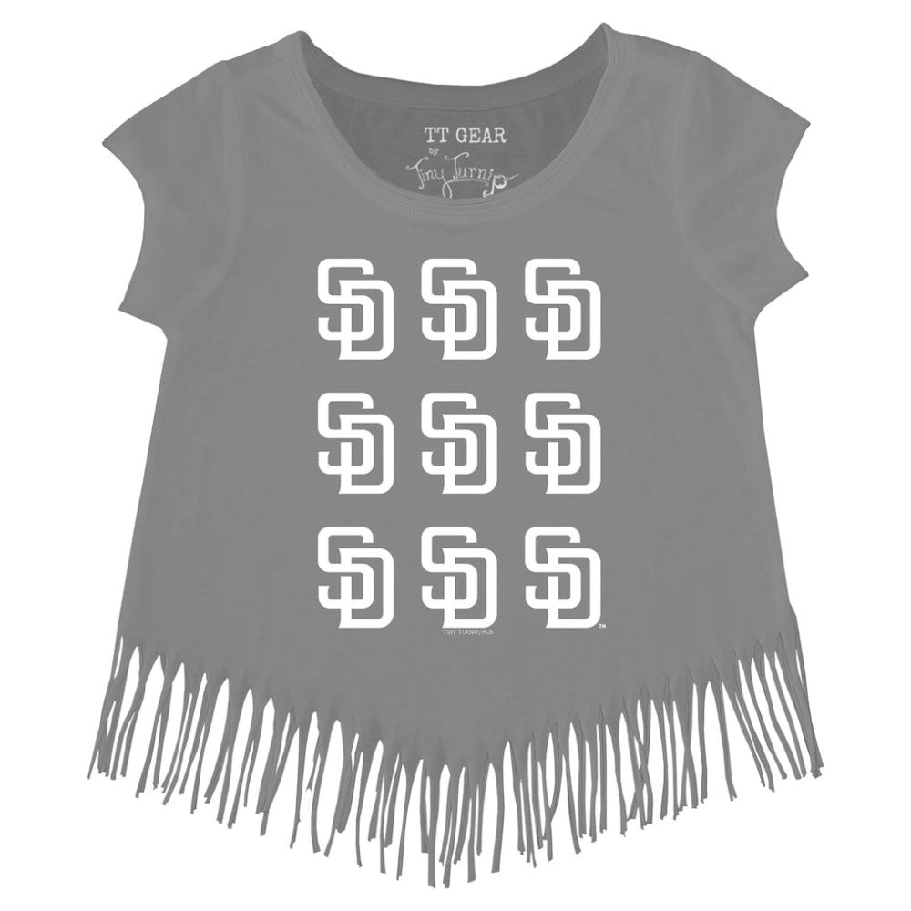 San Diego Padres Tiny Turnip Girls Youth Logo Grid Fringe T-Shirt Online