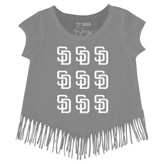 San Diego Padres Tiny Turnip Girls Youth Logo Grid Fringe T-Shirt Online