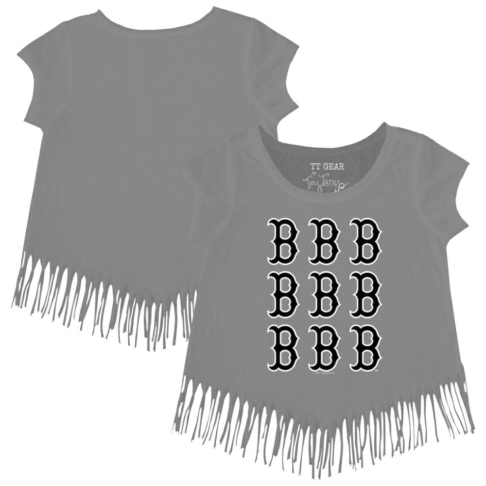 Boston Red Sox Tiny Turnip Girls Youth Logo Grid Fringe T-Shirt Near Me