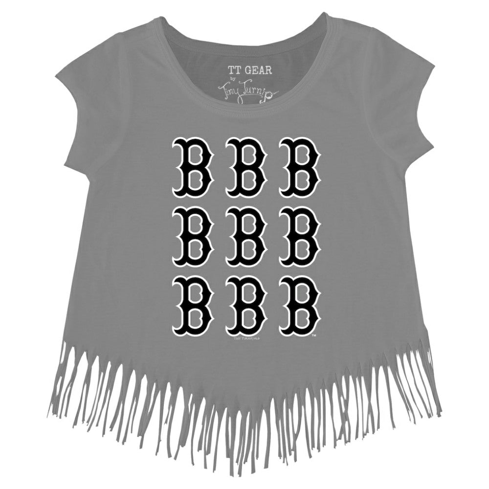 Boston Red Sox Tiny Turnip Girls Youth Logo Grid Fringe T-Shirt Near Me