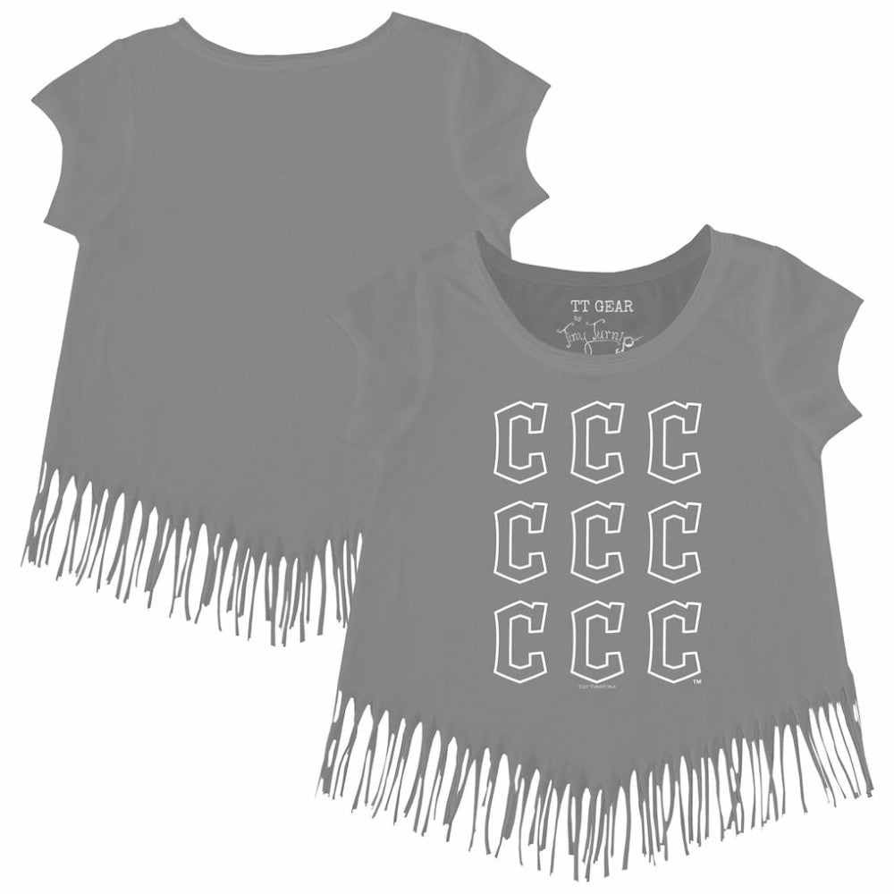 Cleveland Guardians Tiny Turnip Girls Youth Logo Grid Fringe T-Shirt Online