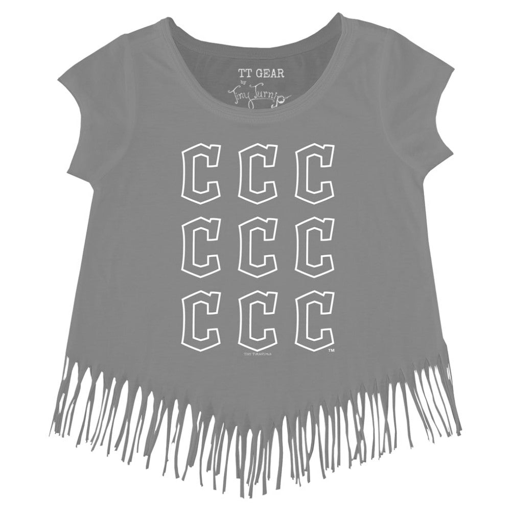 Cleveland Guardians Tiny Turnip Girls Youth Logo Grid Fringe T-Shirt Online