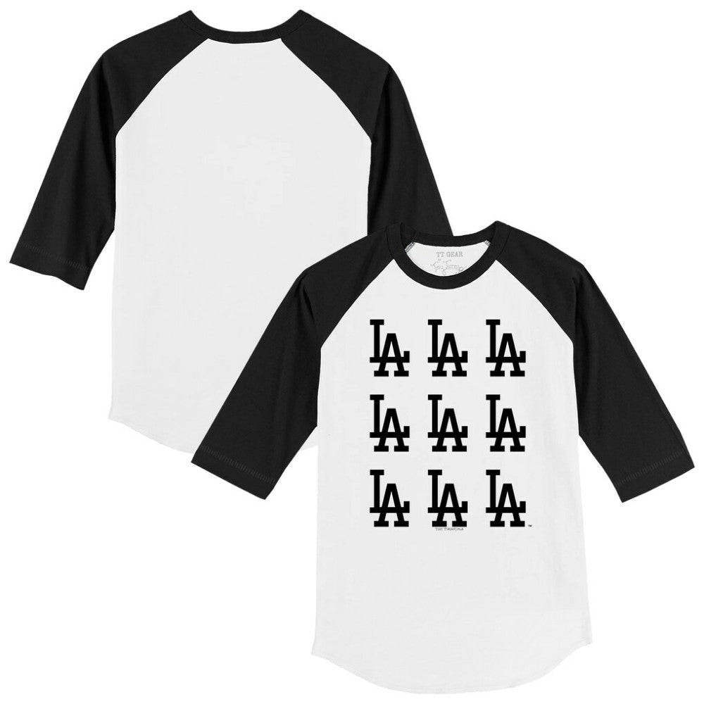 Los Angeles Dodgers Tiny Turnip Youth Logo Grid Raglan 3/4-Sleeve T-Shirt for sale