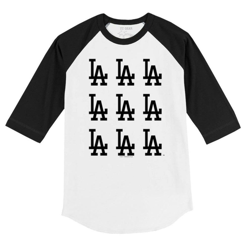 Los Angeles Dodgers Tiny Turnip Youth Logo Grid Raglan 3/4-Sleeve T-Shirt for sale