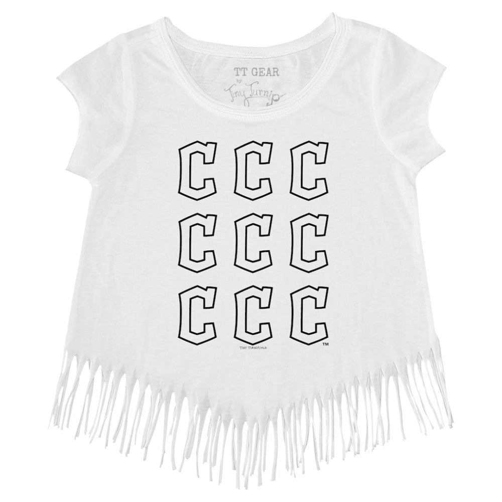Cleveland Guardians Tiny Turnip Girls Youth Logo Grid Fringe T-Shirt Near Me
