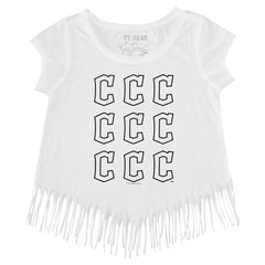 Cleveland Guardians Tiny Turnip Girls Youth Logo Grid Fringe T-Shirt Near Me