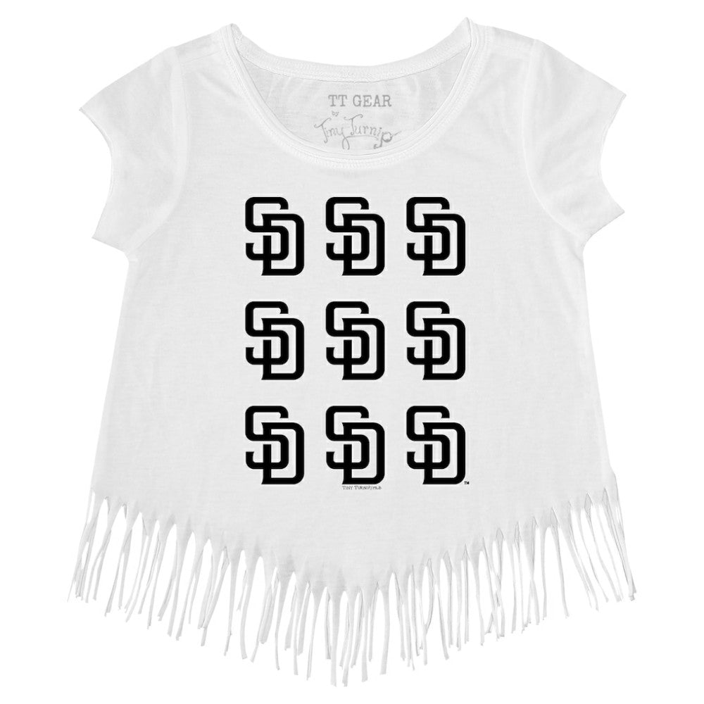 San Diego Padres Tiny Turnip Girls Youth Logo Grid Fringe T-Shirt Near Me