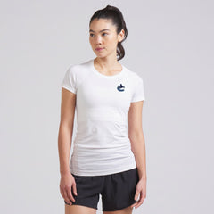 Vancouver Canucks lululemon Women's Swiftly Tech Short-Sleeve Shirt 2.0 - White | NHL Lifestyle