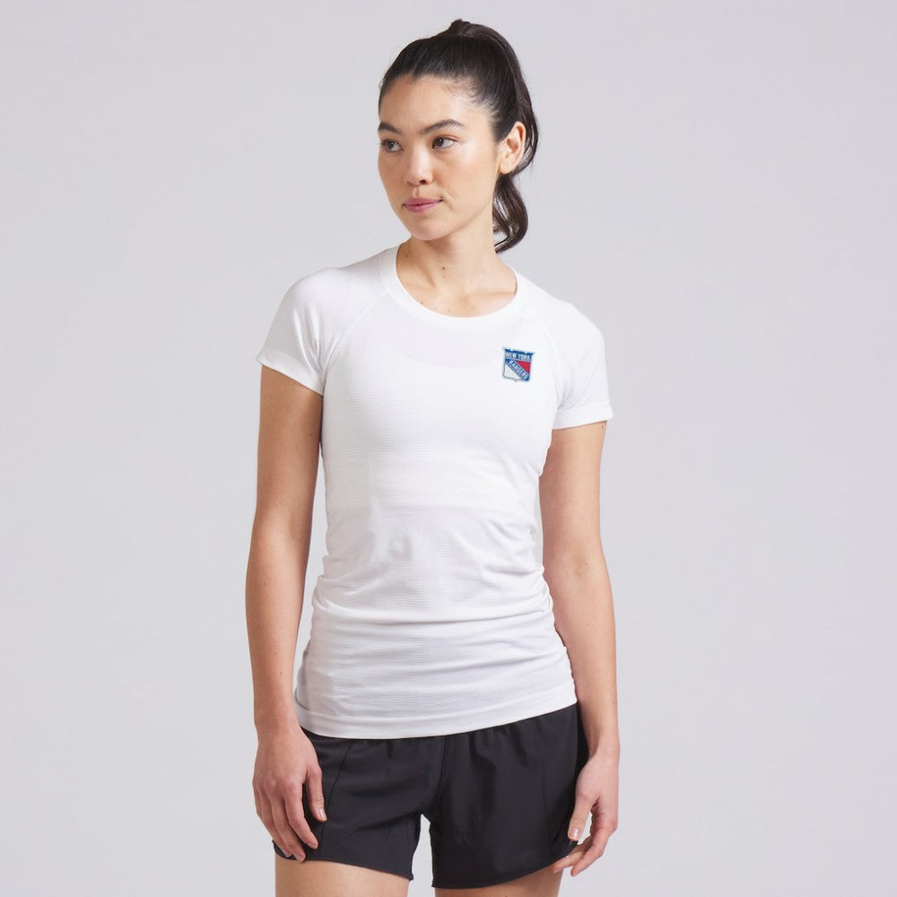 New York Rangers lululemon Women's Swiftly Tech Short-Sleeve Shirt 2.0 - White | NHL online