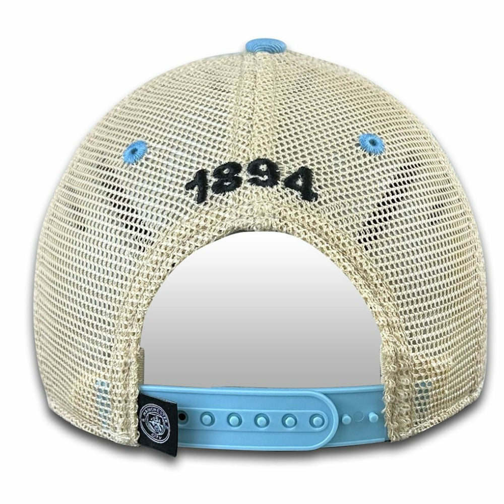 Manchester City 1863FC Retro Tea Washed Vintage Trucker Adjustable Hat Sky Blue