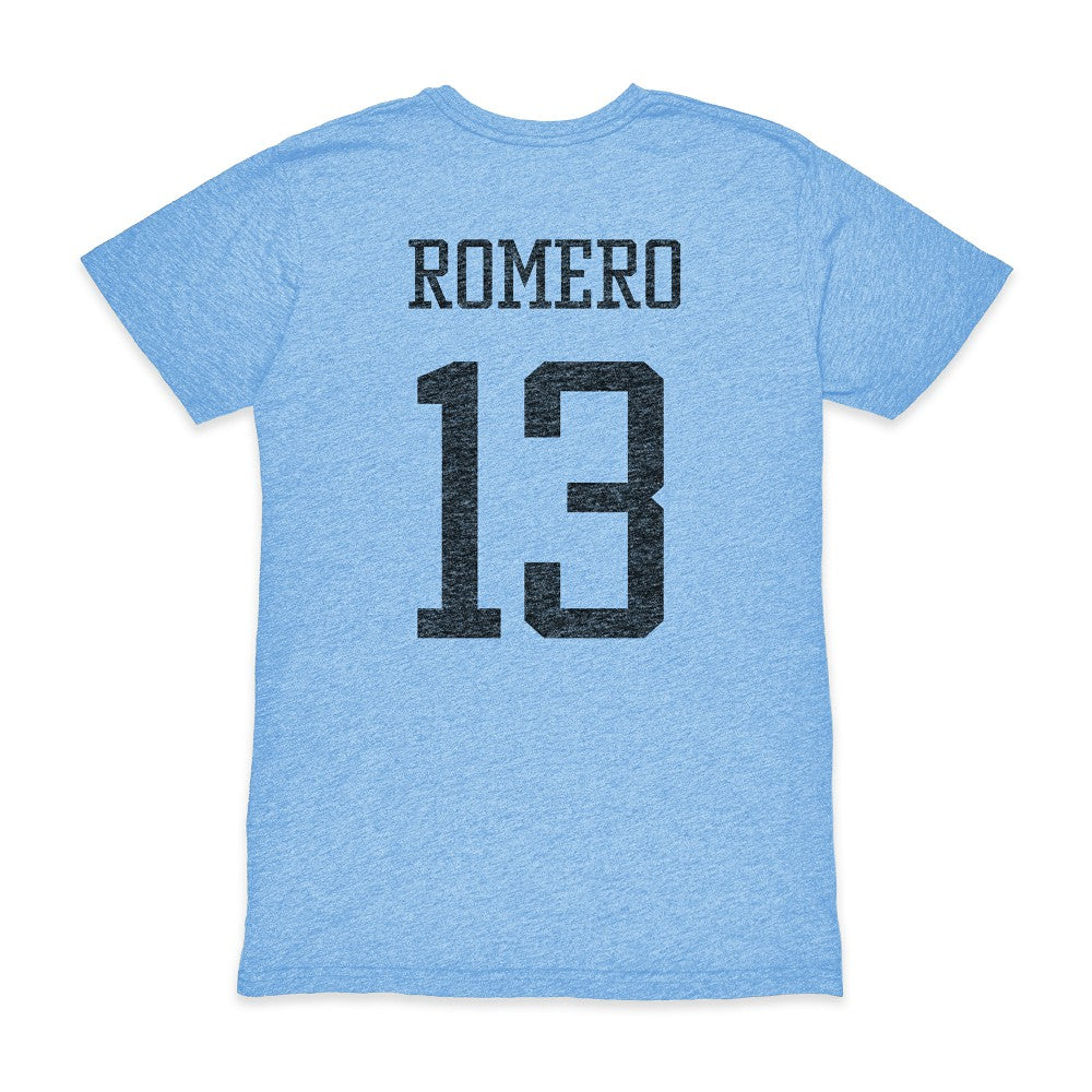 Cristian Romero Argentina National Team 1863FC Player Vintage Tri-Blend T-Shirt Light Blue