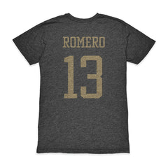 Cristian Romero Argentina National Team 1863FC Player Vintage Tri-Blend T-Shirt Black