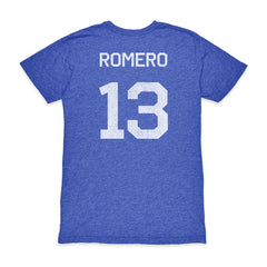 Cristian Romero Argentina National Team 1863FC Player Vintage Tri-Blend T-Shirt Blue