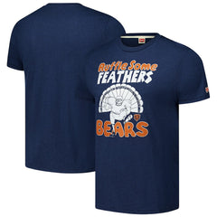 Chicago Bears Homage Unisex Ruffle Some Feathers Tri-Blend T-Shirt - Navy - NFL