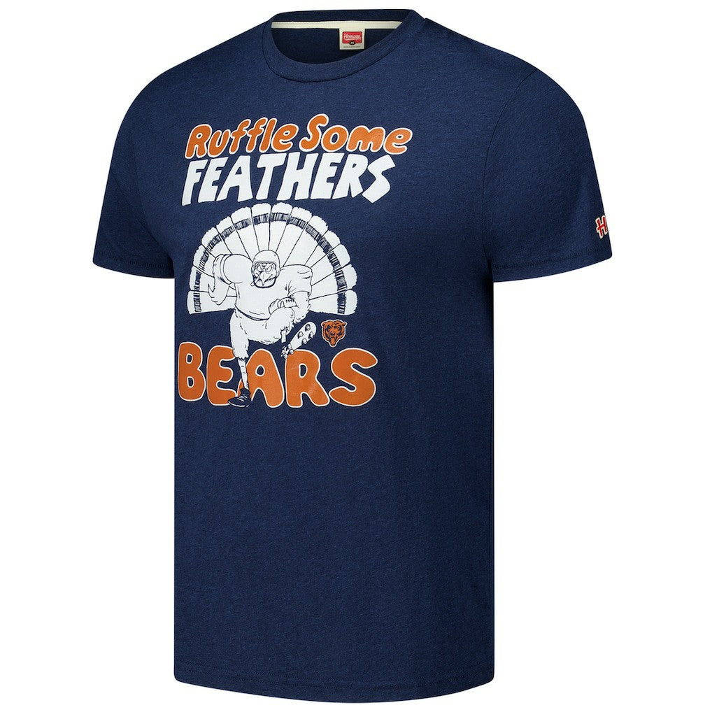 Chicago Bears Homage Unisex Ruffle Some Feathers Tri-Blend T-Shirt - Navy - NFL