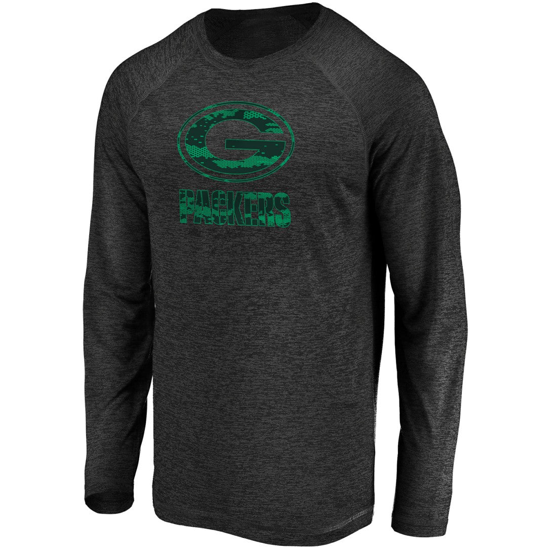 Green Bay Packers Iconic Striated Dark Logo Raglan Long Sleeve T-Shirt - Black - Fanatics