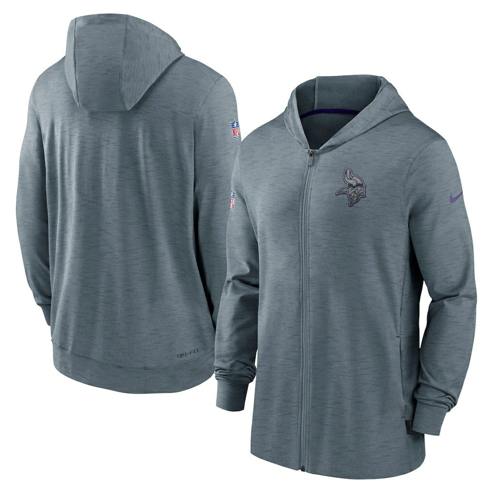 Minnesota Vikings 2022/23 Sideline Pop Performance Full-Zip Hoodie - Gray - Nike