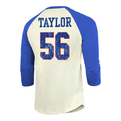 Lawrence Taylor New York Giants Majestic Threads Retired Player Name & Number 3/4 Raglan Sleeve T-Shirt  - Cream/Red - NFL
