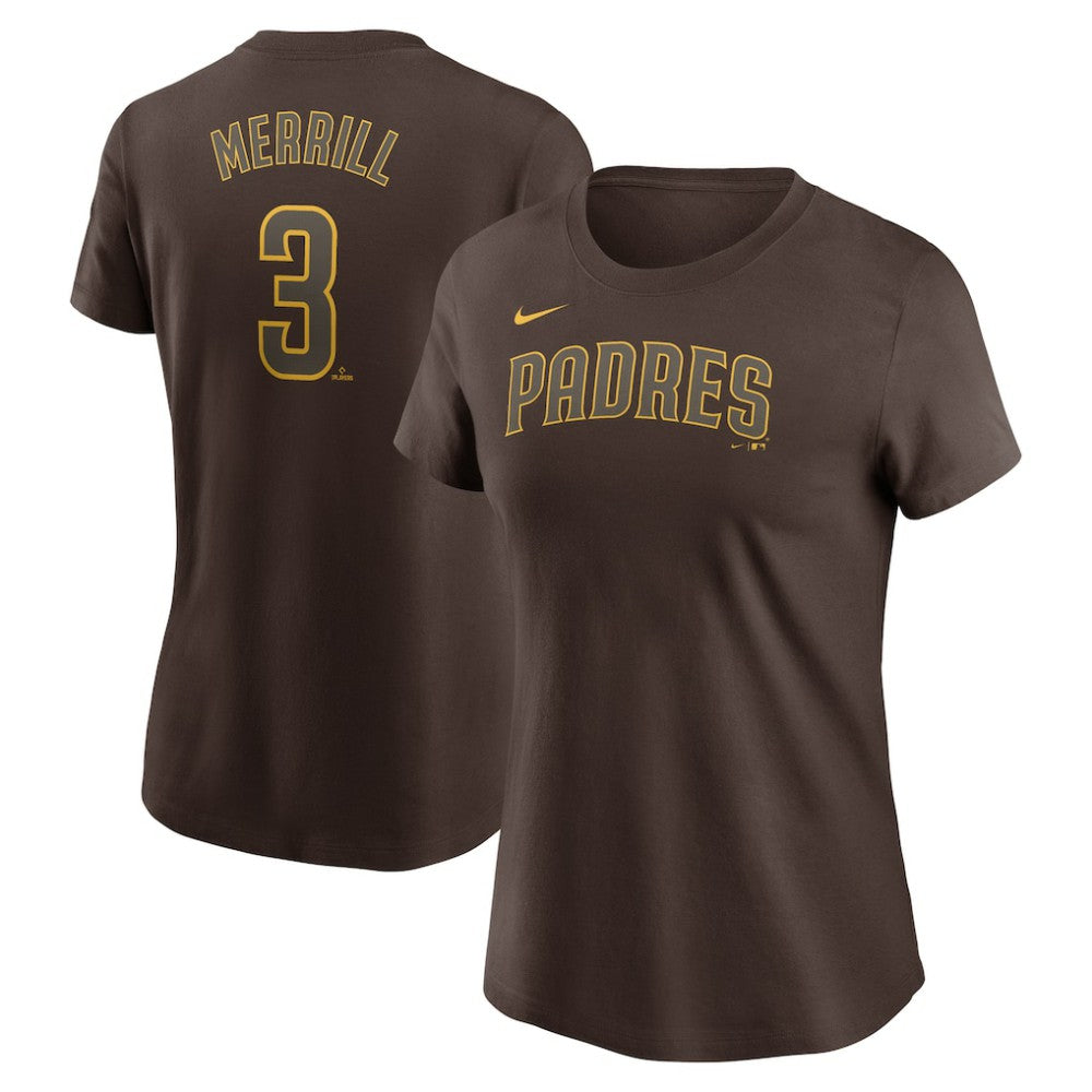 Jackson Merrill San Diego Padres Nike Women's Cooperstown Collection Fuse Name & Number T-Shirt Outlet