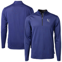 Kansas City Royals Cutter & Buck Big & Tall Virtue Eco Pique Micro Stripe Recycled Quarter-Zip Pullover Top Online