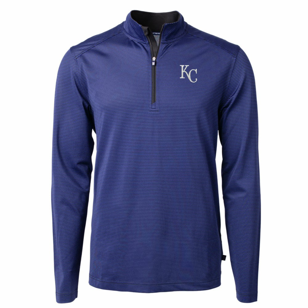 Kansas City Royals Cutter & Buck Big & Tall Virtue Eco Pique Micro Stripe Recycled Quarter-Zip Pullover Top Online