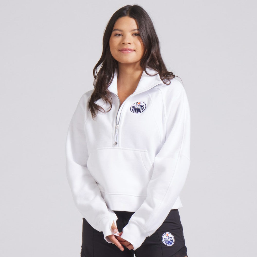 Edmonton Oilers lululemon Women's Scuba Oversized Half Zip Top - White | NHL sale